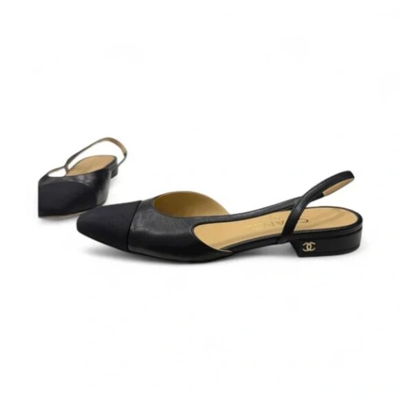CHANEL Black Open-Toe Flats - Picture 4 of 5